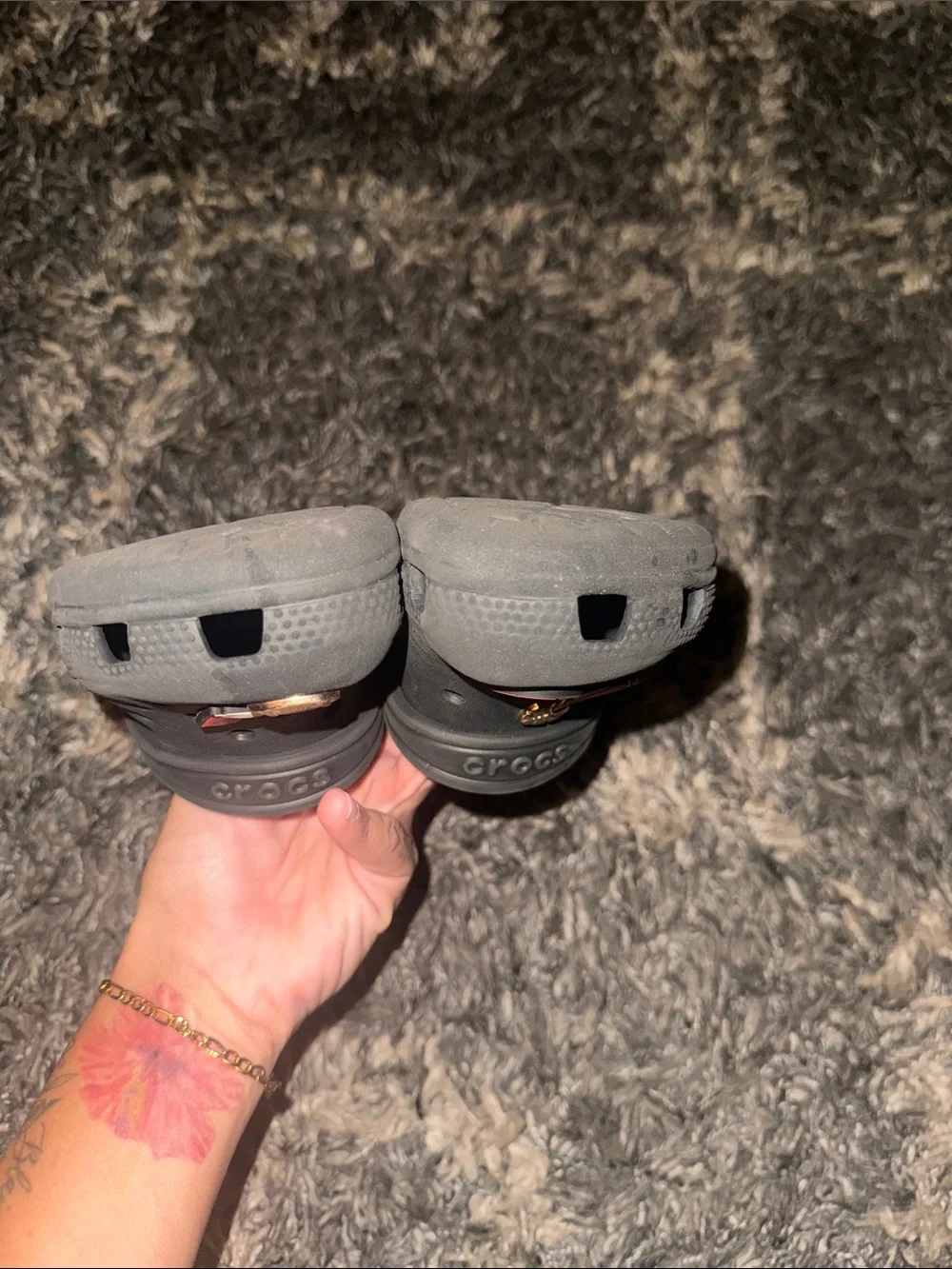 CROCS Kids Black Clogs with Sports Jibbitz